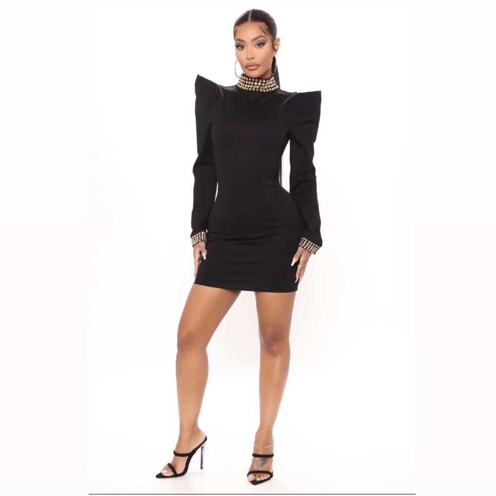 Backless Mini Dress Black and Gold